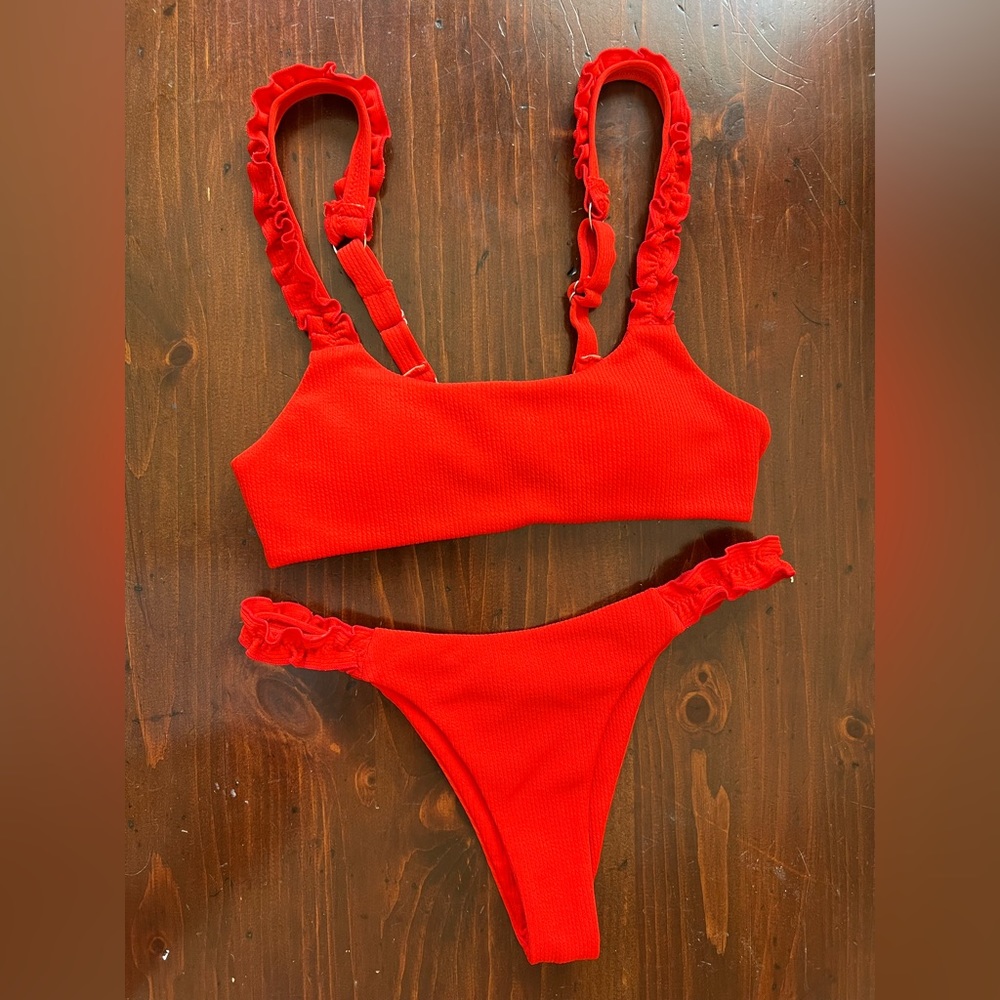Zaful Red Sexy Ruffle Bikini